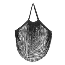 Cargar imagen en el visor de la galería, BOLSA DE RED TAMANO XL DE ALGODÓN NEGRA