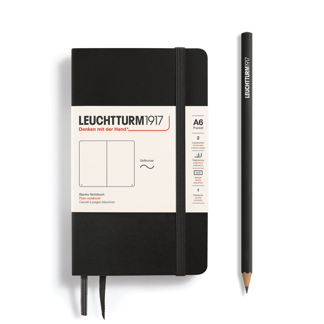 LEUCHTTURM1917 Cuaderno de bolsillo (A6) 187 páginas negro liso tapa blanda