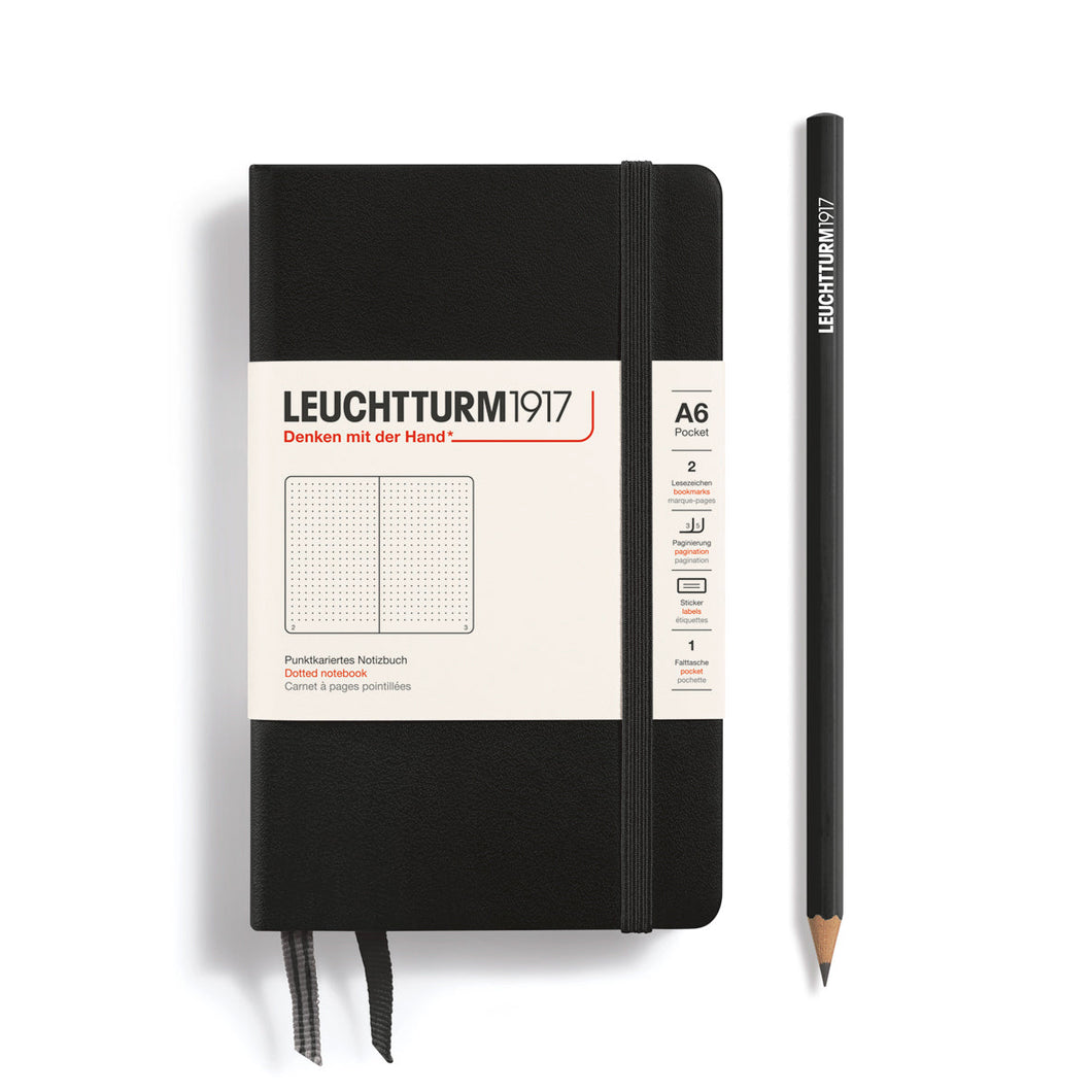 LEUCHTTURM1917 Cuaderno de bolsillo (A6) 187 páginas negro punteado tapa dura