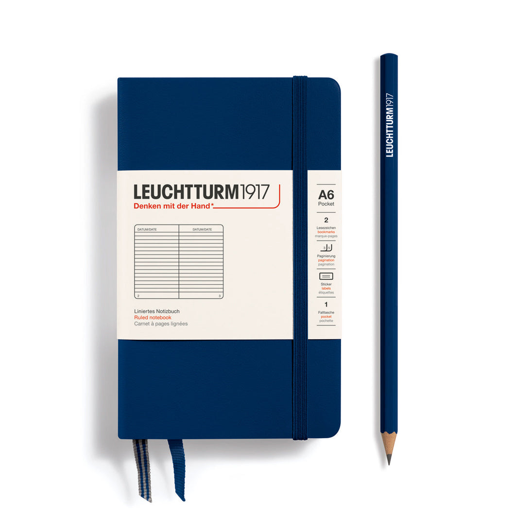 LEUCHTTURM1917 Cuaderno de bolsillo (A6) 187 páginas azul rayado tapa dura