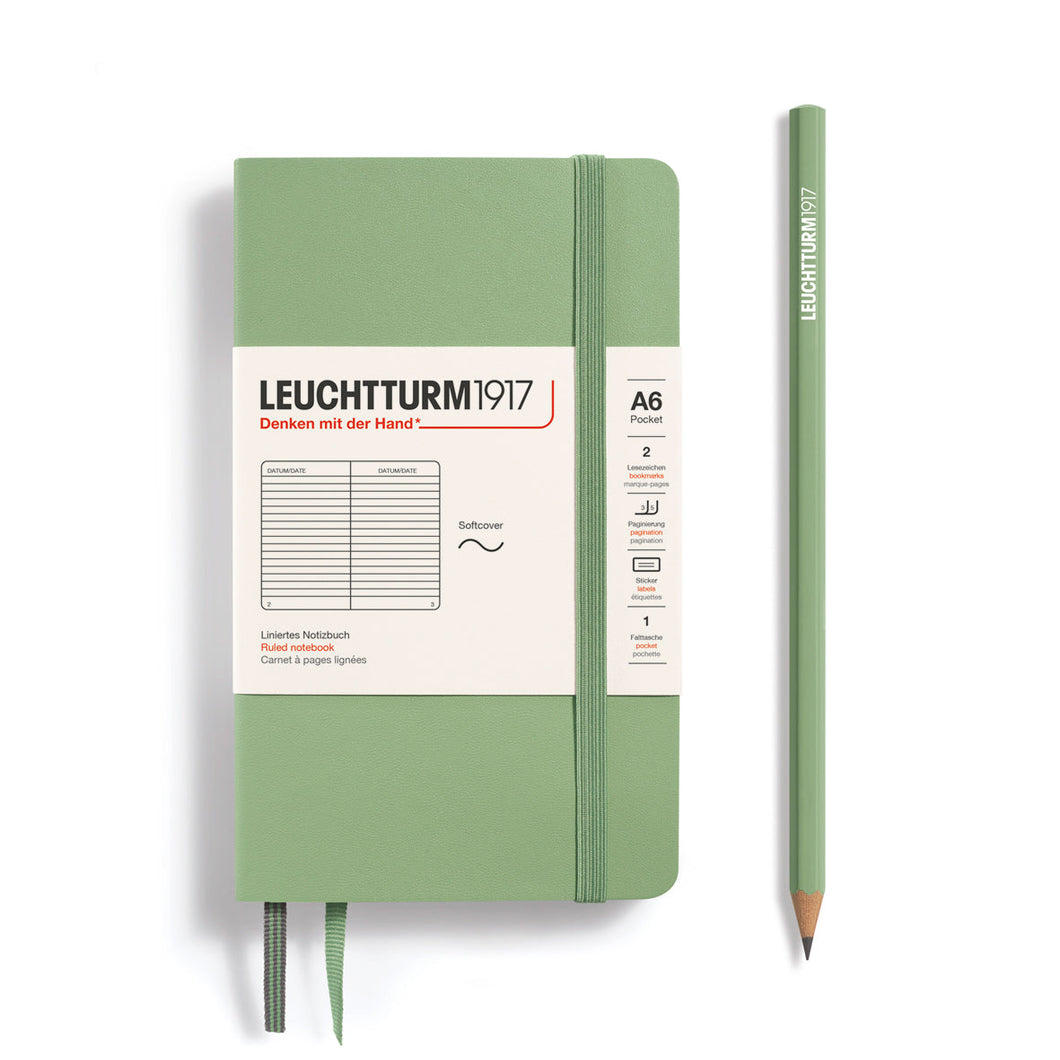 LEUCHTTURM1917 Cuaderno de bolsillo (A6) 187 páginas Verde Claro Rayado Tapa blanda