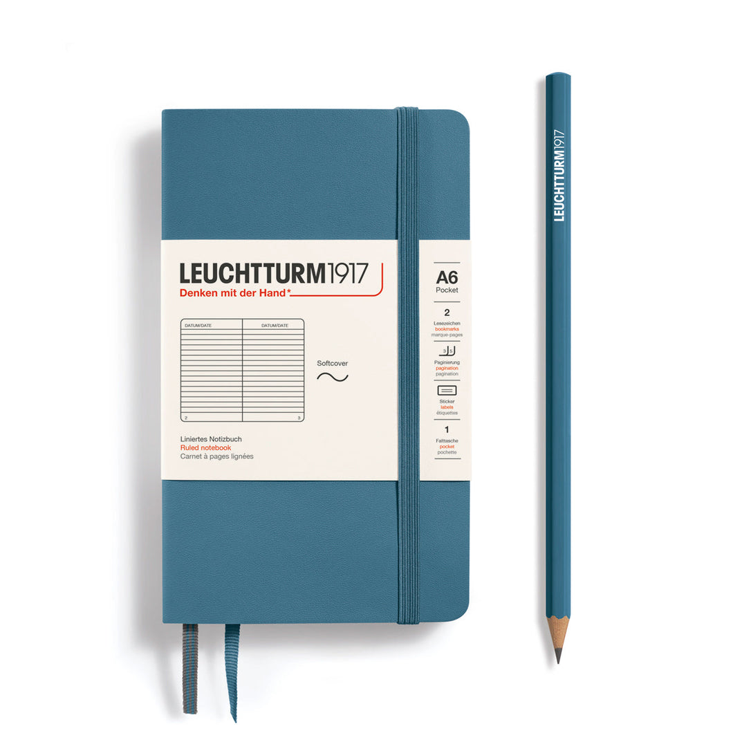 LEUCHTTURM1917 Cuaderno de bolsillo (A6) 187 páginas Azul Claro Rayado Tapa blanda