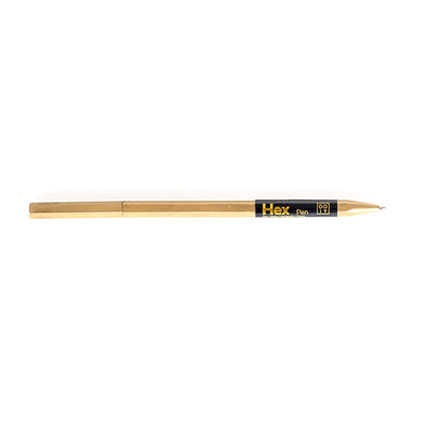 PLUMA DE ACERO COLOR ORO HEXAGONAL